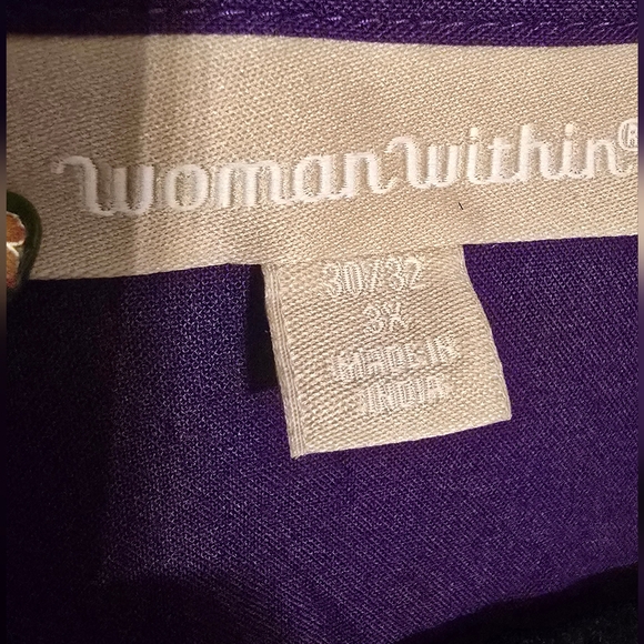 Woman Within Purple Button Down Shirt - Picture 3 of 6